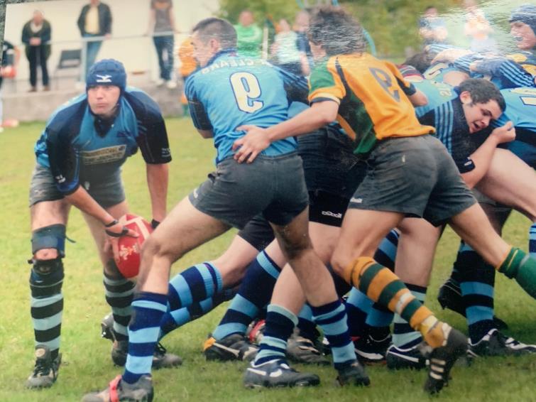 Ian gets the ball away for St Clears